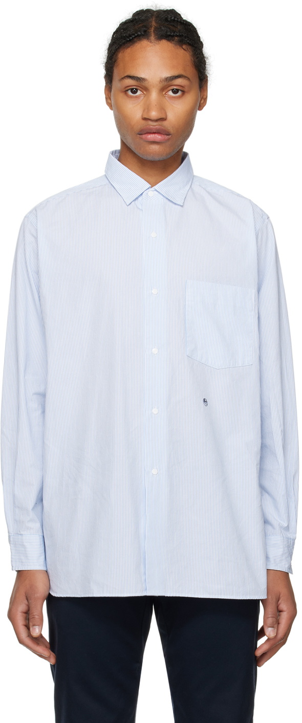 nanamica White & Blue Wind Shirt Nanamica