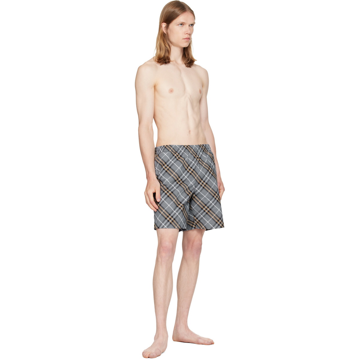 Burberry Gray Check Swim Shorts