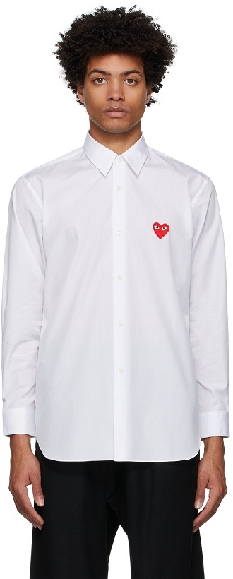Photo: COMME des GARÇONS PLAY White Heart Patch Shirt