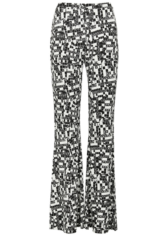 Photo: Diane Von Furstenberg Brooklyn Printed Flared Jersey Trousers Black And White