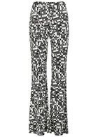 Diane Von Furstenberg Brooklyn Printed Flared Jersey Trousers Black And White