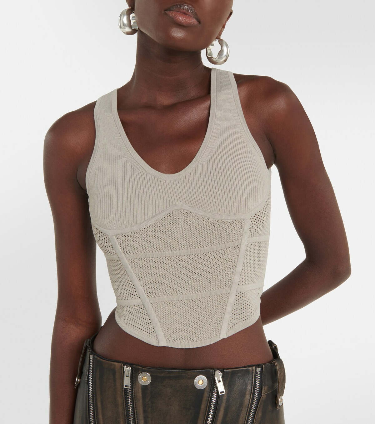 Dion Lee Cropped ribbed-knit bustier