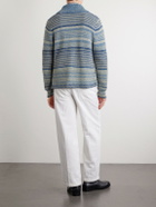 RRL - Shawl-Collar Striped Cotton and Linen-Blend Cardigan - Blue