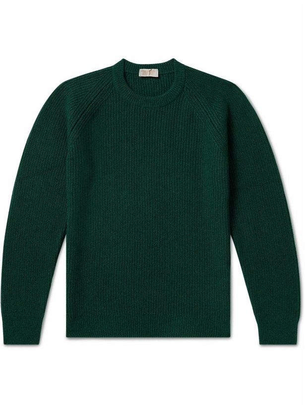 Photo: John Smedley - Upson Ribbed Merino Wool and Recycled Cashmere-Blend Sweater - Green