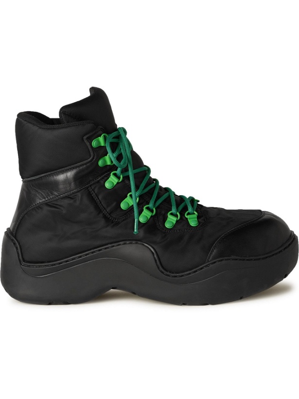 Photo: Bottega Veneta - Leather-Trimmed Nylon Hiking Boots - Black