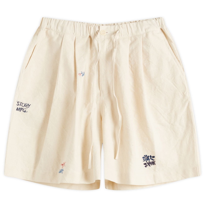 Photo: Story mfg. Women's Bridge Shorts in Ecru Interrupted