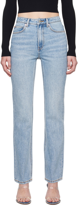 Photo: Alexander Wang Blue Fly High-Rise Stacked Jeans