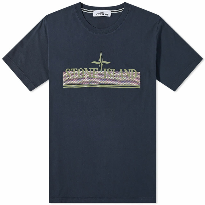 Photo: Stone Island Men's Tricromia Print T-Shirt in Navy