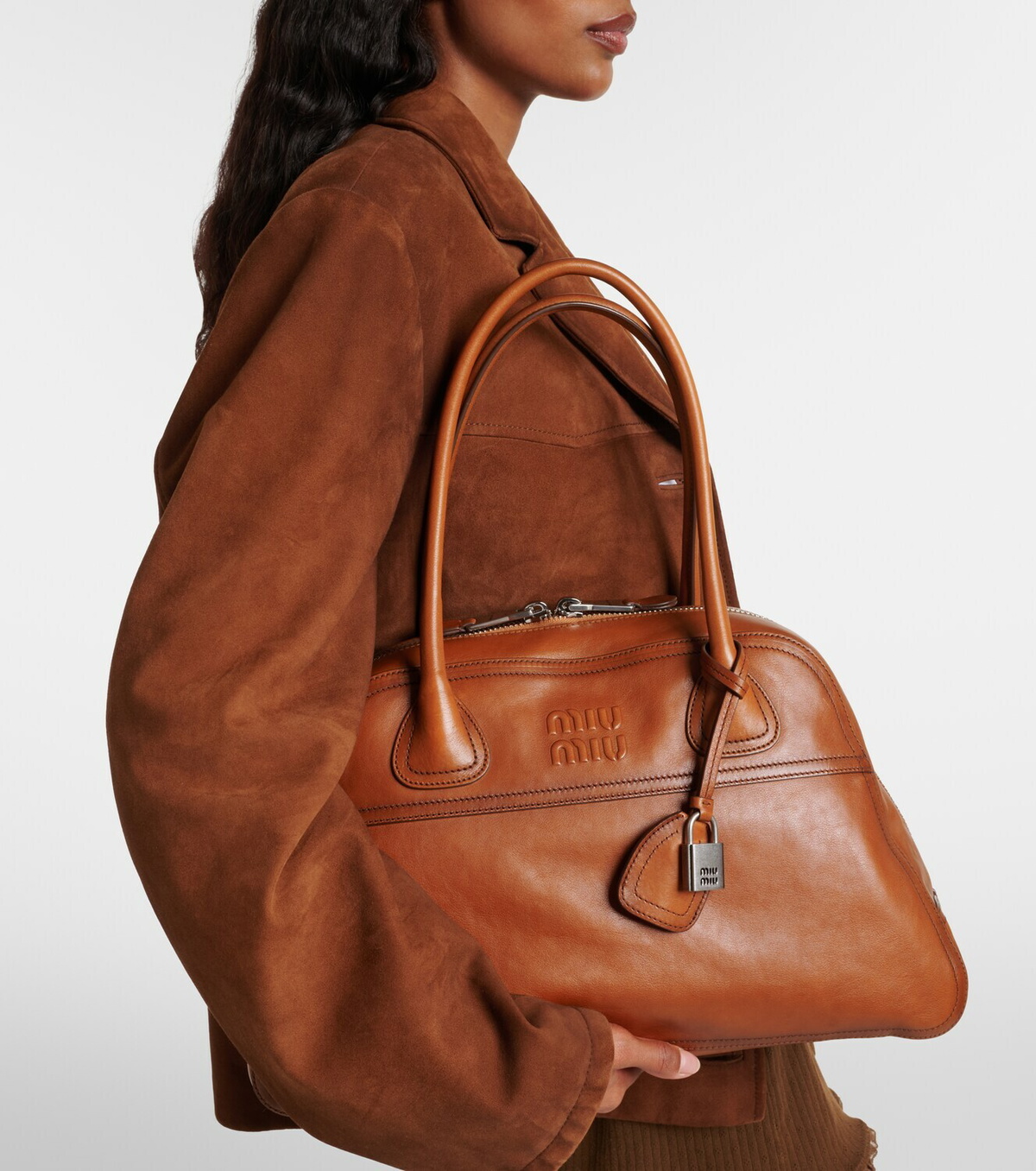 Miu Miu Vivant Medium leather bowling bag
