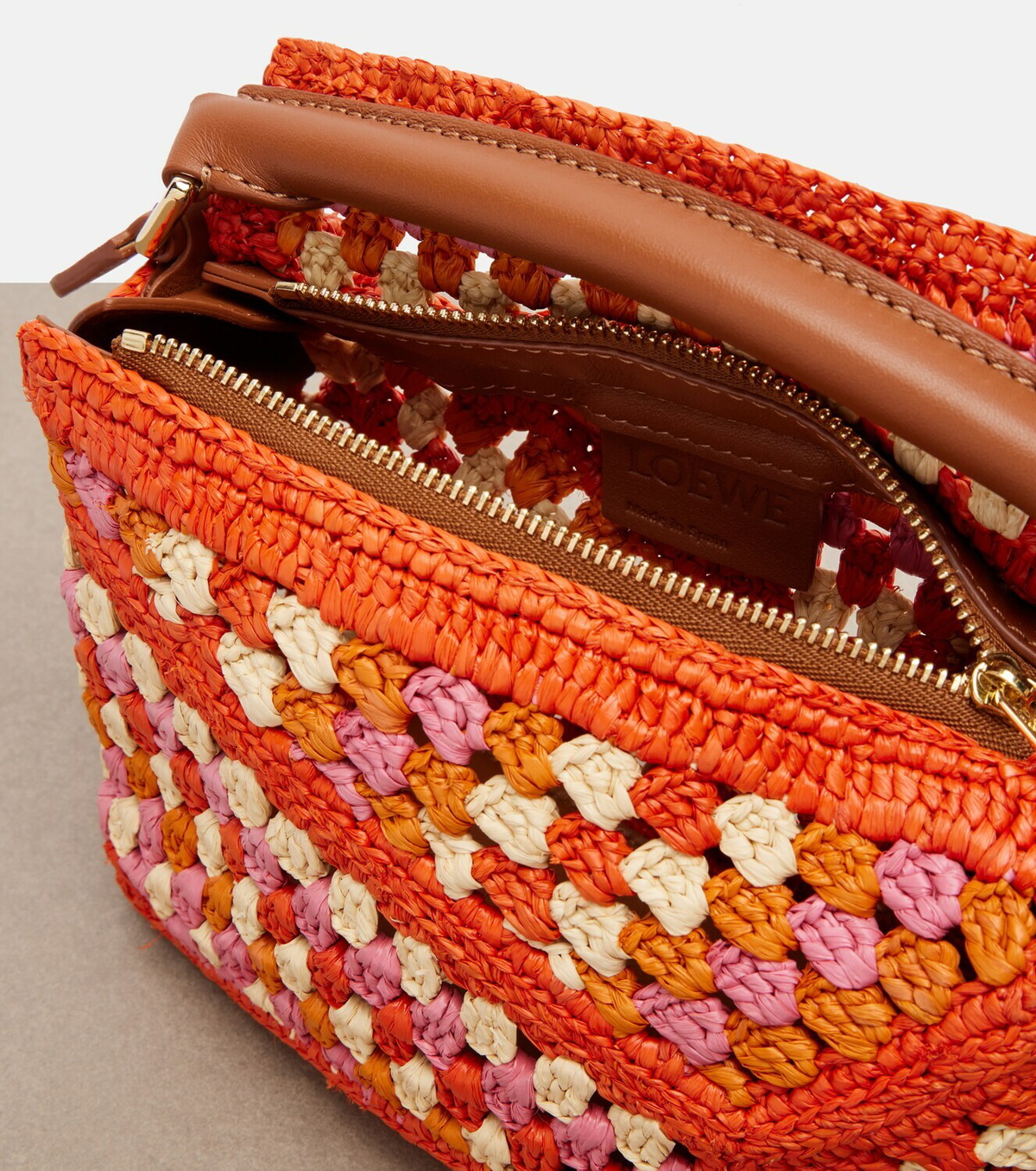 Loewe Paula's Ibiza Puzzle Mini raffia top-handle bag
