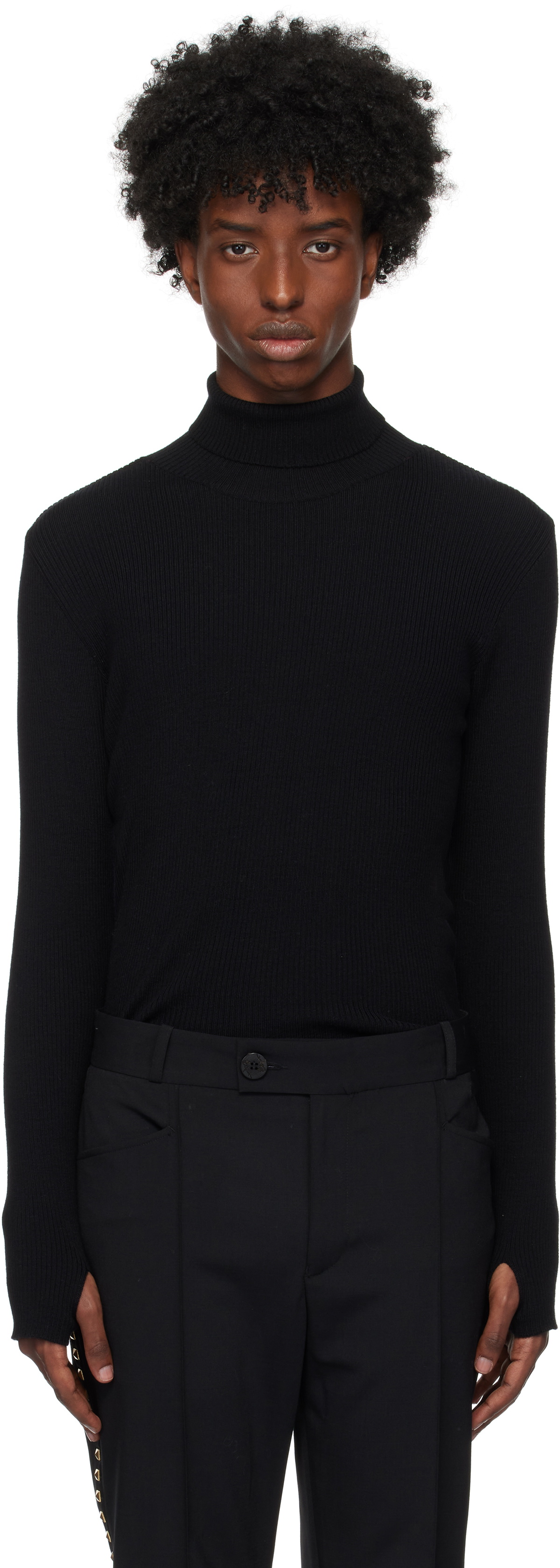 Ernest W. Baker Black Ribbed Turtleneck