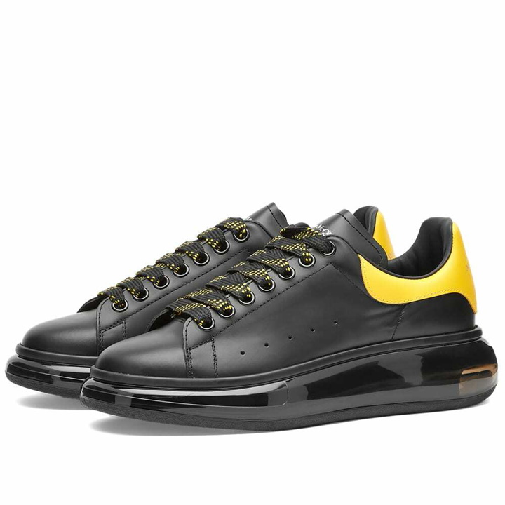 Photo: Alexander McQueen Men's Clearsole Wedge Sole Sneakers in Black/Pop Yellow/Fume