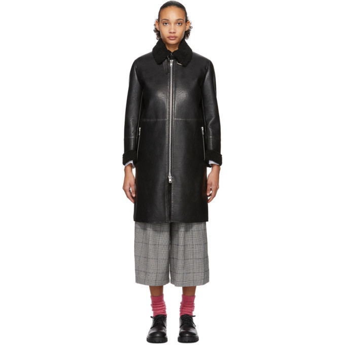 Tricot Comme des Garcons Black Synthetic Leather Coat Tricot Comme