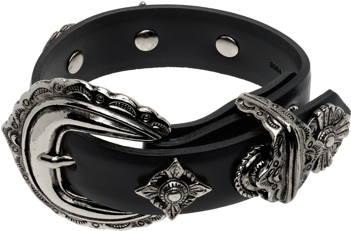 TOGA Women's Concho Leather Bangle in Black Toga Pulla