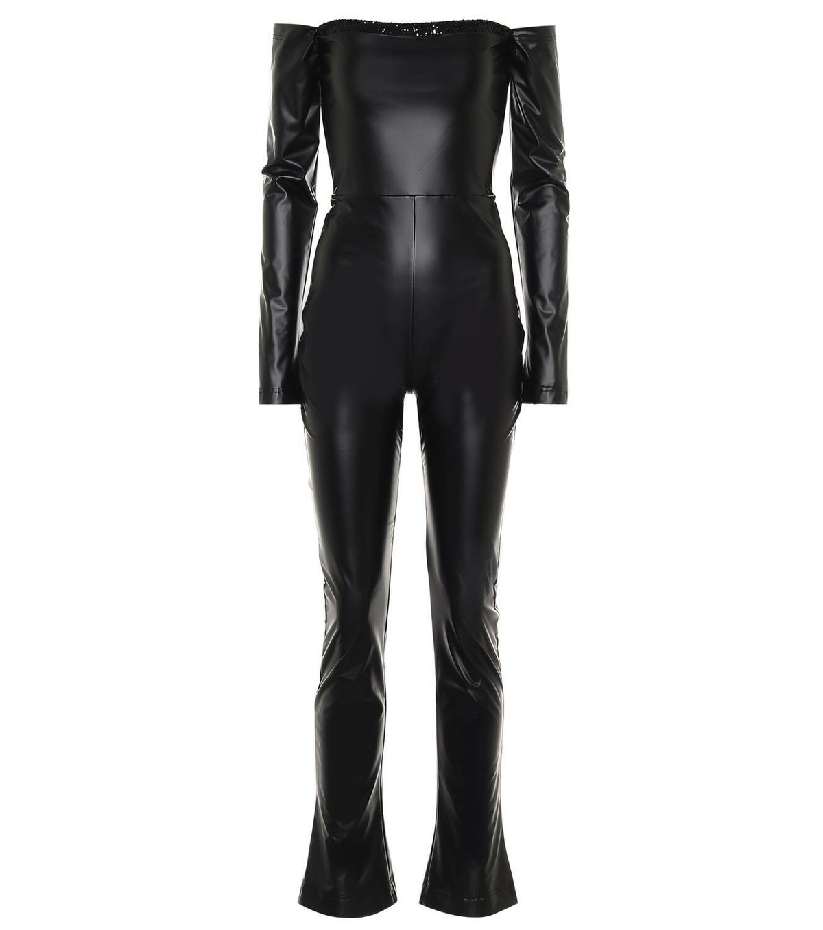 Halpern Off-shoulder faux leather jumpsuit
