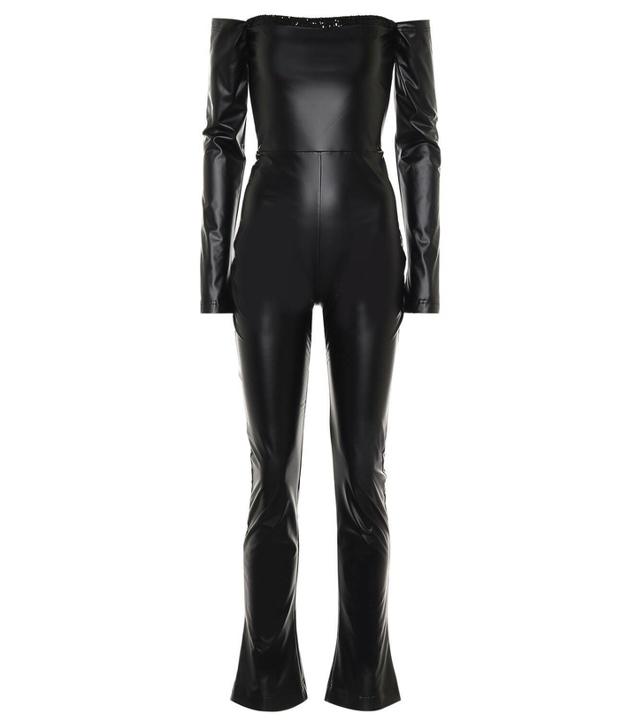 Photo: Halpern Off-shoulder faux leather jumpsuit