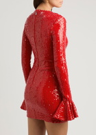 Rotate Sunday Sequin-embellished Tulle Mini Dress Red 34 (UK6 / XS)