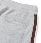 Kingsman - Slim-Fit Tapered Striped Cotton and Cashmere-Blend Jersey Sweatpants - Gray