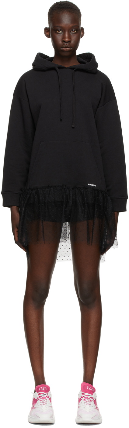 RED Valentino Black Tulle Hoodie Dress RED Valentino