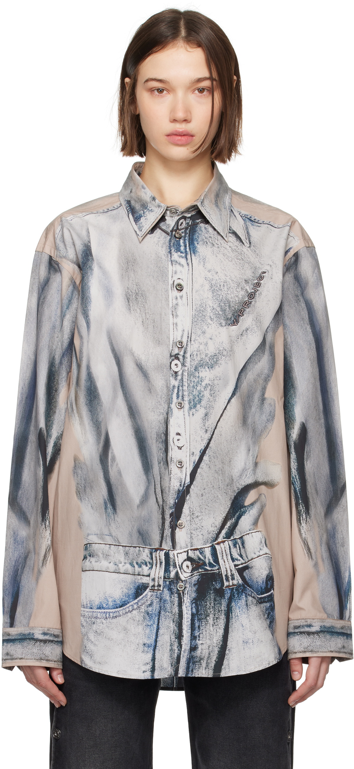 Y/Project Beige Trompe L'oeil Shirt