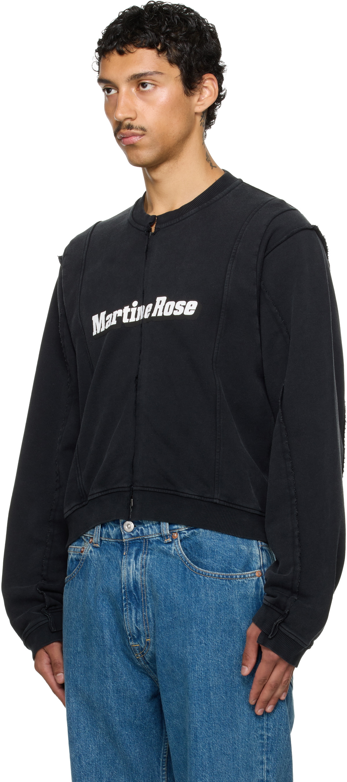 Martine Rose ジップアップスウェット ブラック ZIP UP CREW in BLACK | Martine Rose