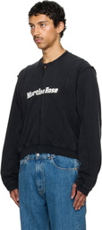 Martine Rose SSENSE Exclusive Black Shrunken Zip-Up Sweatshirt