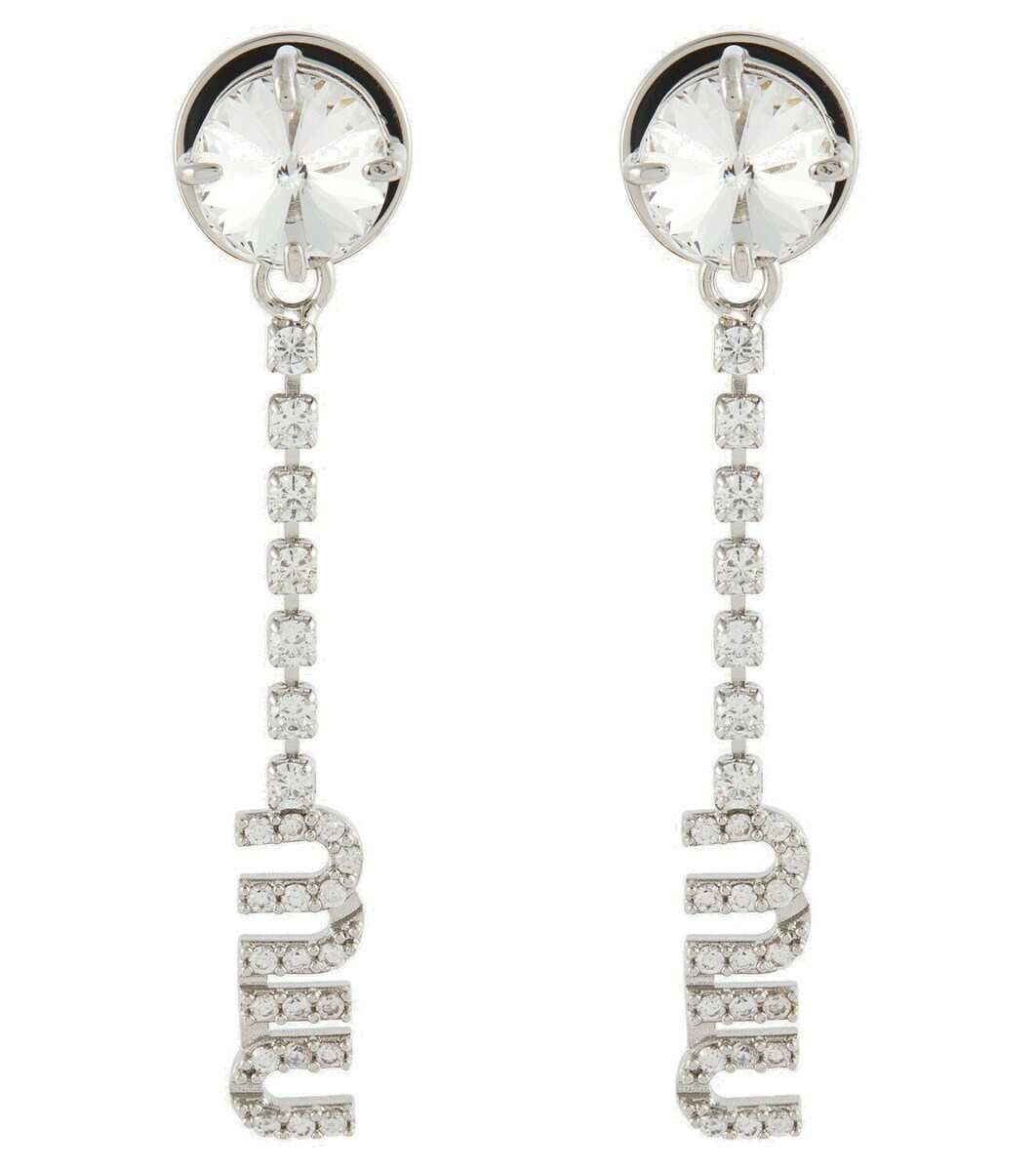 【miumiu】Miu miu earrings【新古品・新品未使用】 Miu Miu Crystal-Embellished Logo Earrings | Harrods UK