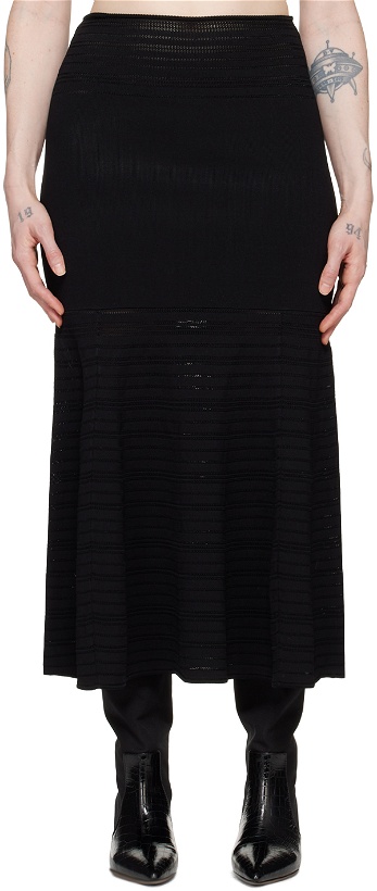 Photo: Victoria Beckham Black Fit & Flare Midi Skirt