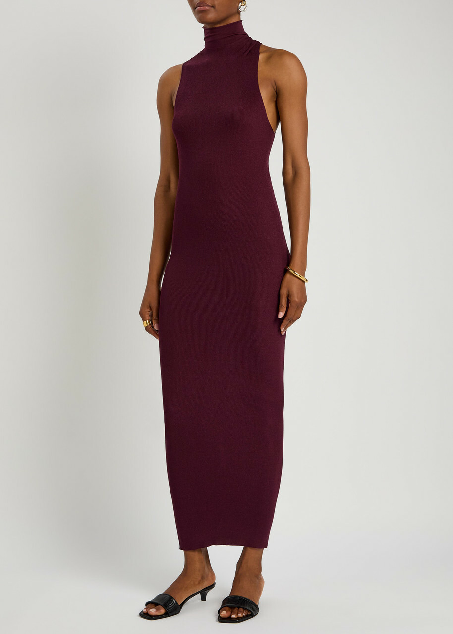Armarium Cosima Fine-knit Midi Dress Dark Red