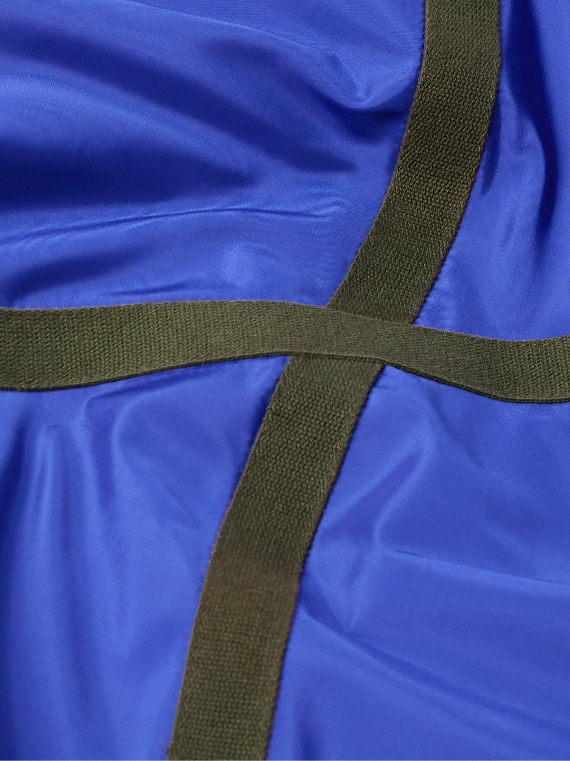 Greg Lauren - Shawl-Collar Grosgrain-Trimmed Fleece-Lined Shell Jacket - Blue