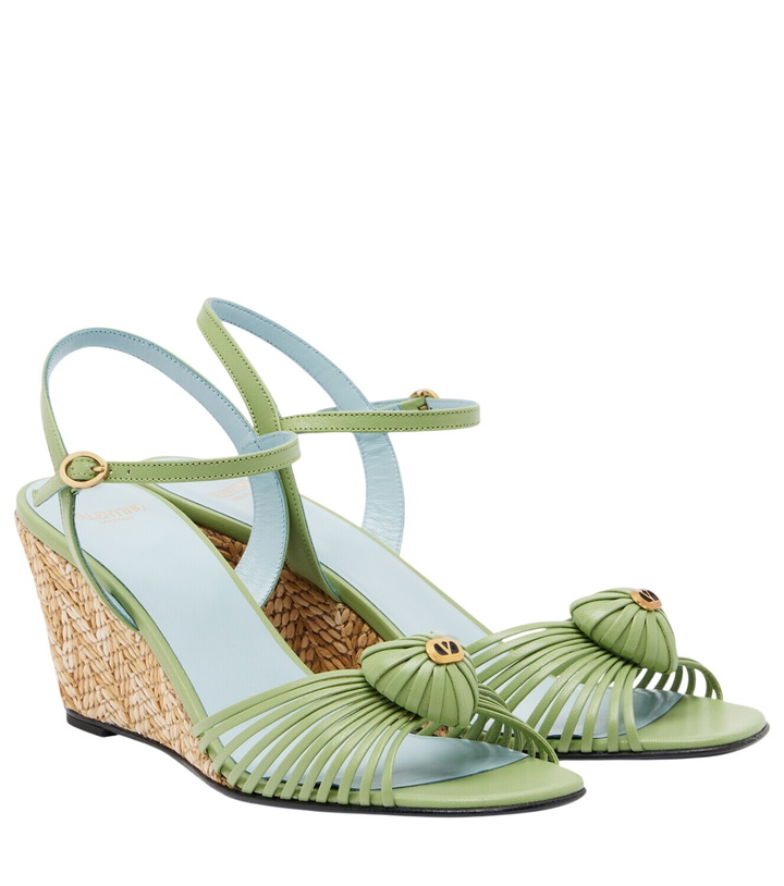 Photo: Valentino Garavani Cœur Royal leather wedge sandals
