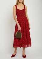 Reformation Lela Floral-print Georgette Midi Dress Red