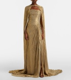 Marmar Halim Pleated caped bustier gown