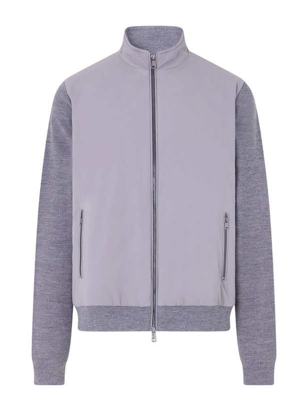 Photo: Peter Millar - Solarspun Waffle Knit-Trimmed Shell Jacket - Gray