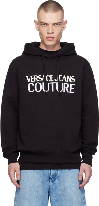 Photo: Versace Jeans Couture Black Screen-Printed Hoodie