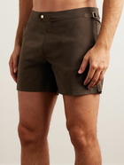 TOM FORD - Slim-Fit Short-Length Swim Shorts - Brown