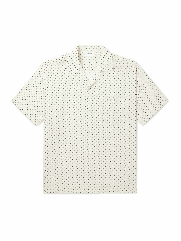 Photo: CELINE - Camp-Collar Logo-Print Voile Shirt - Neutrals