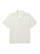 CELINE - Camp-Collar Logo-Print Voile Shirt - Neutrals