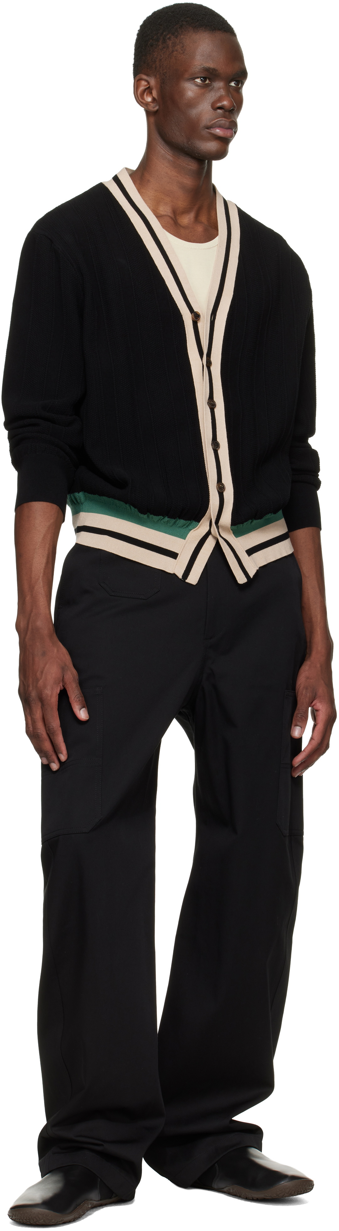 Givenchy Black Embroidered 'GIVENCHY Paris' Couture Seam Trousers