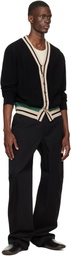 Givenchy Black Embroidered 'GIVENCHY Paris' Couture Seam Trousers