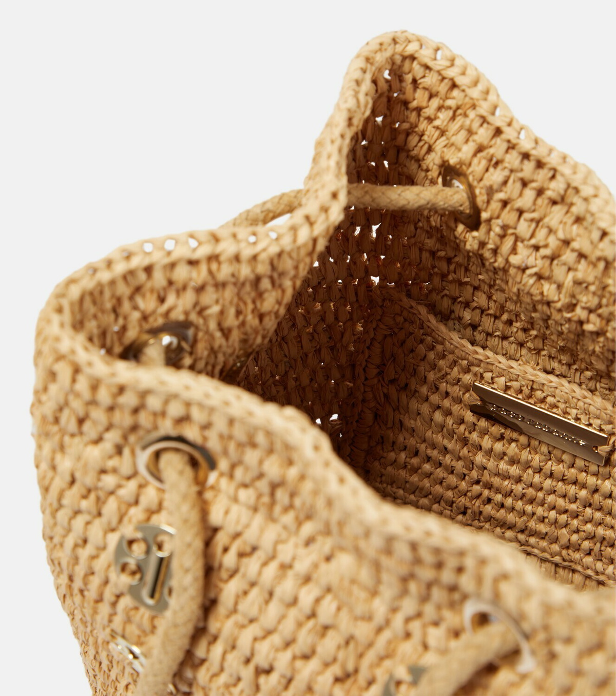 Paco Rabanne Raffia and metal bucket bag Paco Rabanne