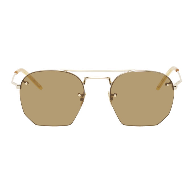 Photo: Saint Laurent Gold and Brown SL 422 Sunglasses