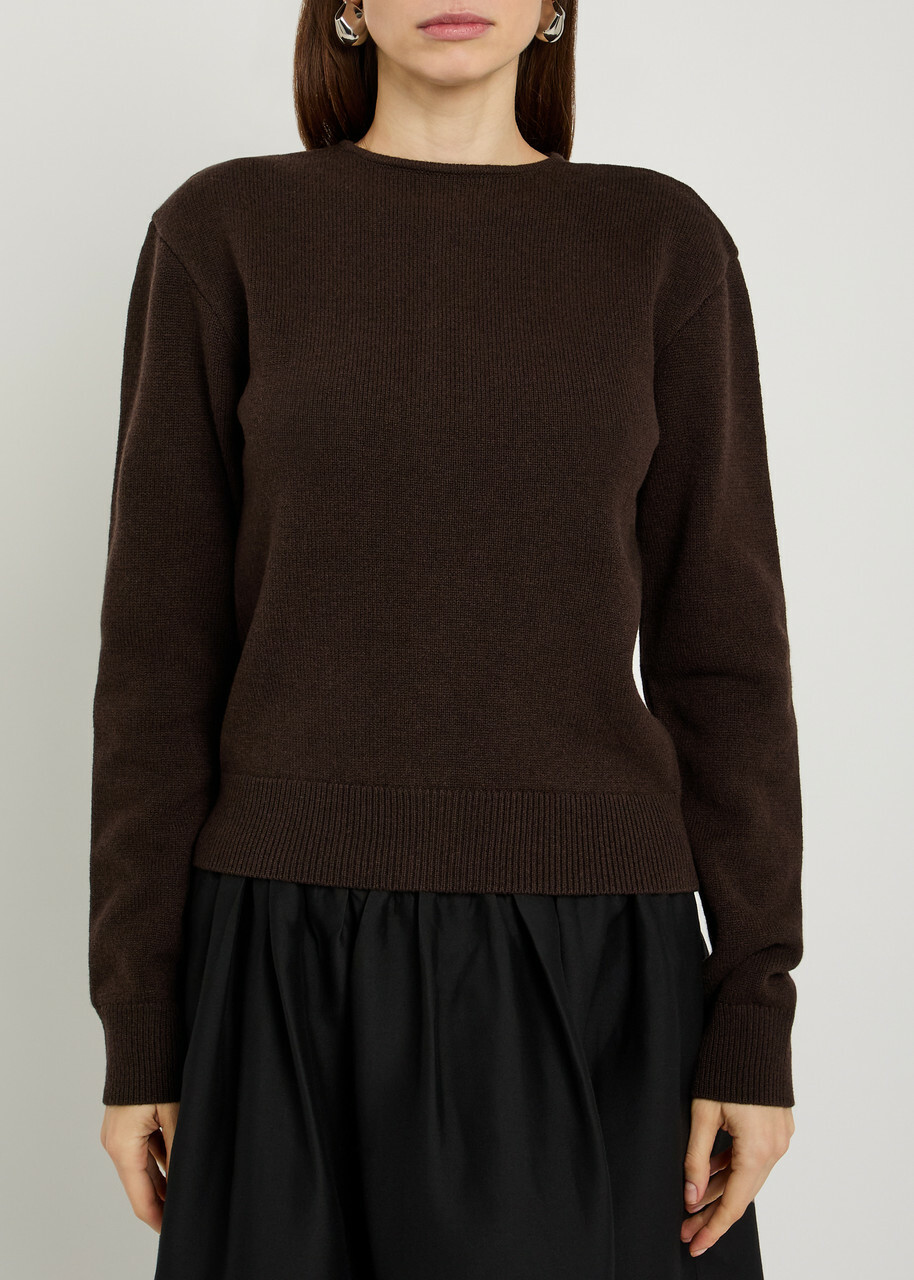Lemaire Reversible Buttoned Wool and Cashmere-blend Jumper Dark Brown