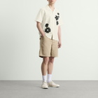 Wax London Men's Didcot Applique Flowers Vacation Shirt in Ecru/Black