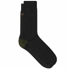 Sacai Men's Logo Rib Socks in Black
