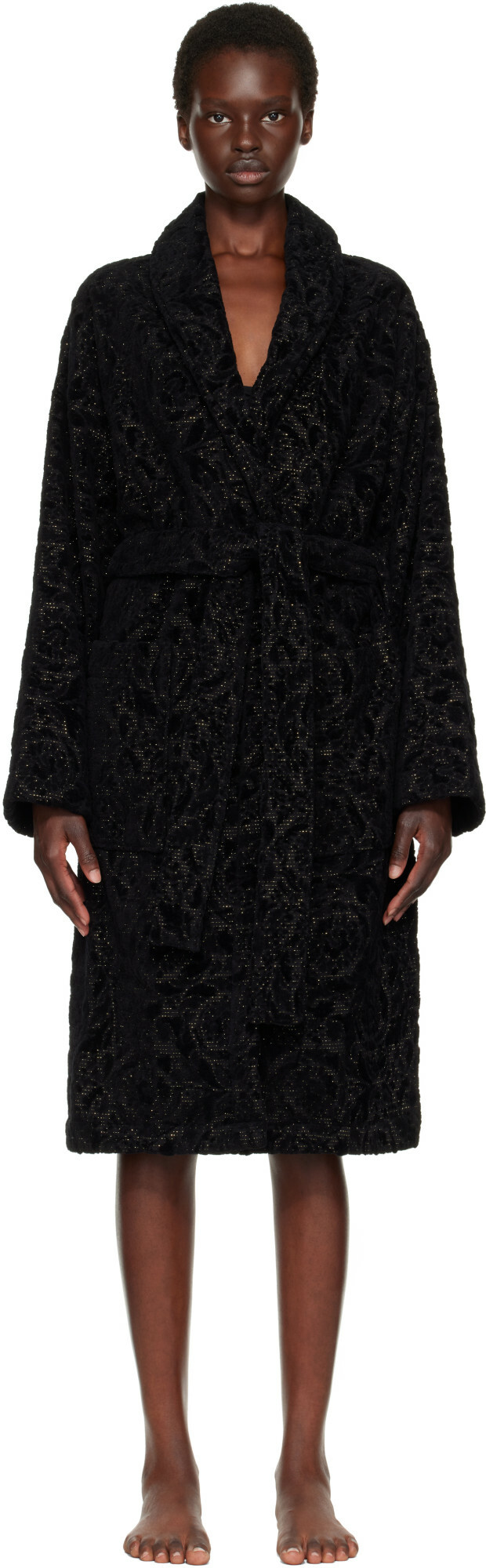 Versace Gray Barocco Bathrobe