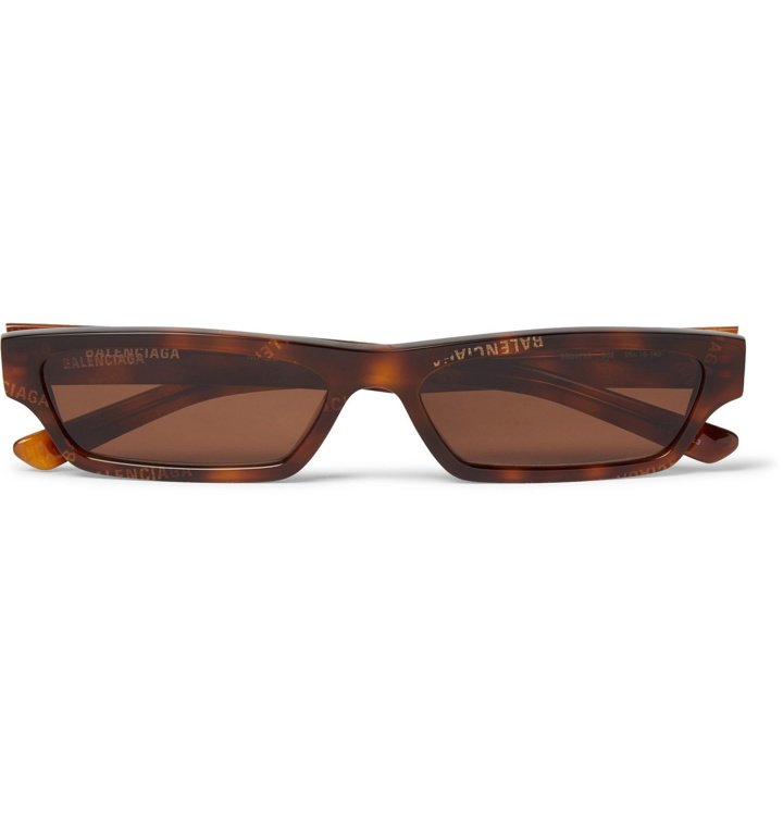 Photo: Balenciaga - Rectangle-Frame Logo-Print Tortoiseshell Acetate Sunglasses - Brown