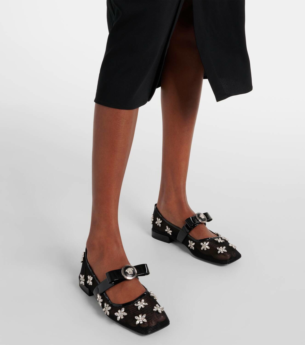 Versace Gianni Ribbon embellished ballet flats Versace