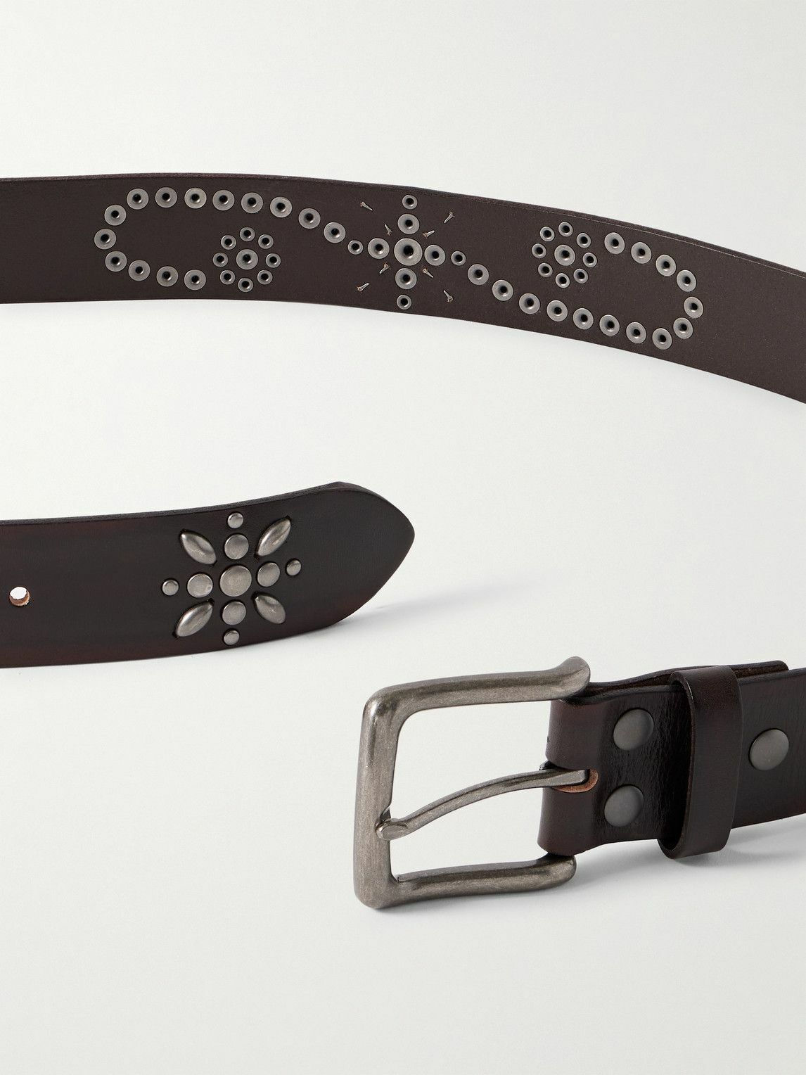 Corridor - 3.5cm Studded Leather Belt - Brown