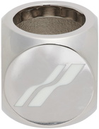 We11done Silver & White Logo Dice Ring